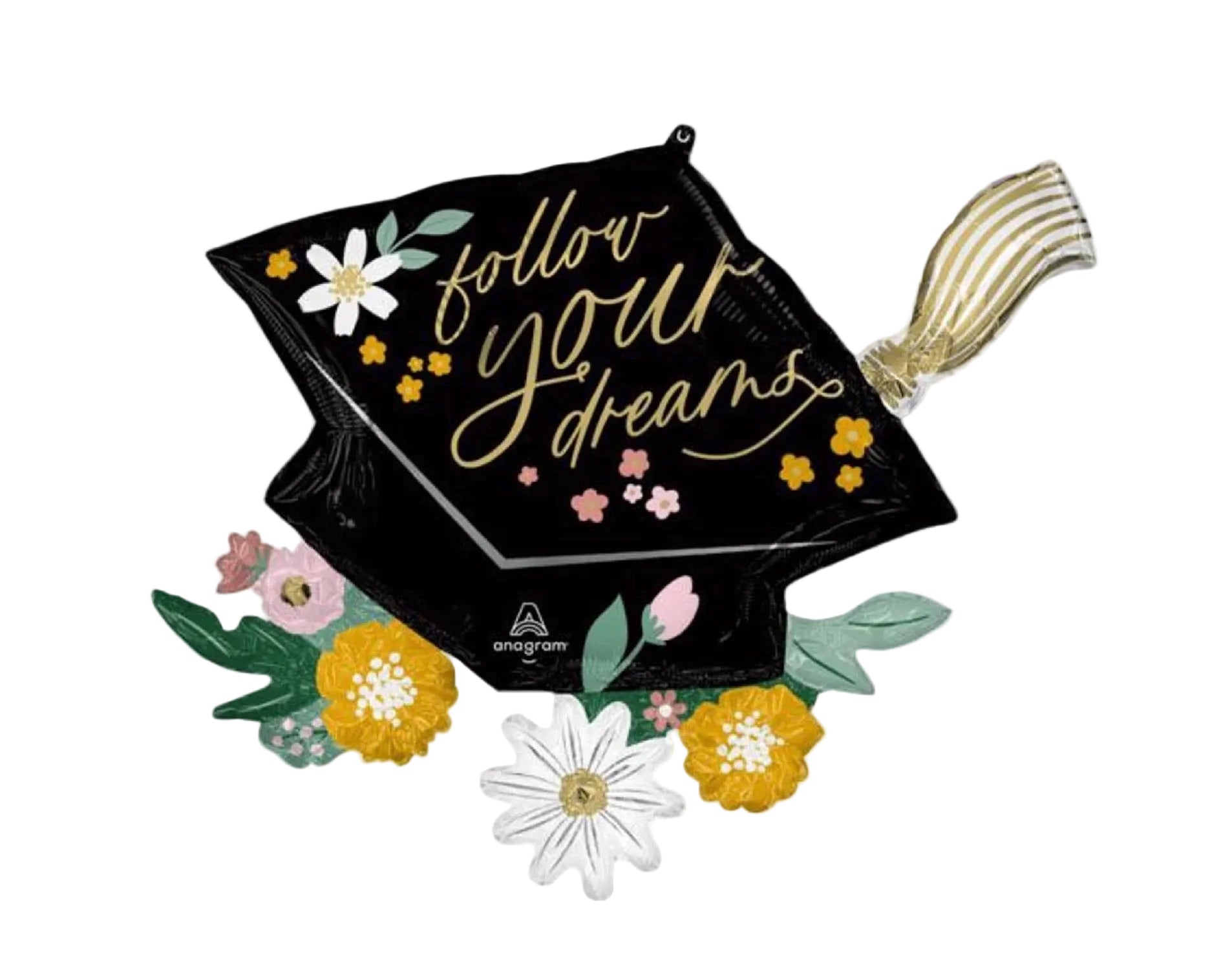 Anagram 30" Follow Your Dreams Blooms Graduation Cap